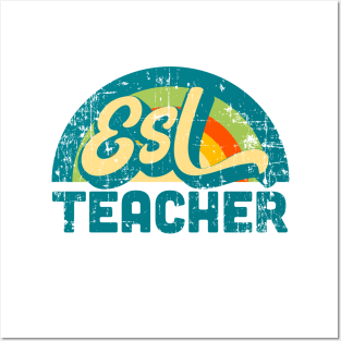 ESL Teacher Souvenir Retro Vintage Distressed Style Posters and Art